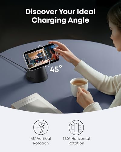 Anker MagSafe Charger Compatible, MagGo 3-in-1 Qi2 15W Charging Station | Wireless Charger, Magnetic Charging Stand for iPhone 17 / 16 / 15 Series, Apple Watch, AirPods, and More (Adapter Included) - color: Black