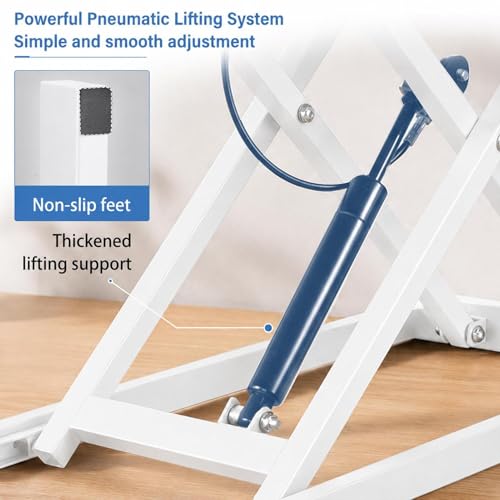 37" Height Adjustable Standing Desk Converter, 4.9" to18.5 Height Adjustable Sit Stand Up Desk Riser with Secondary Desks, Desktop Workstation Riser for Home Office Computer Laptop, White - color: White