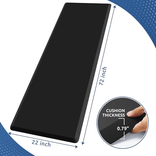 0.8" Thick Kitchen Mat Cushioned Anti Fatigue Rug Comfort Floor Mats - color: Black, size: 72"L x 22"W x 0.8"Th