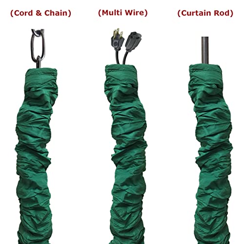 RDI Cord & Chain Cover 4 feet Silk Type Fabric, Chandelier Pendant Lighting Chain & Cable Management, Touch Fastener, Green - 1 Pack - color: Green, size: 1 Pack
