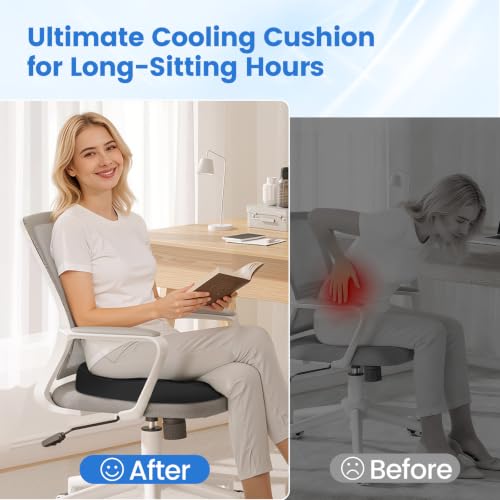Donut Pillow Cooling Gel Memory Foam Cushion, XL, Black - color: Black, size: X-Large