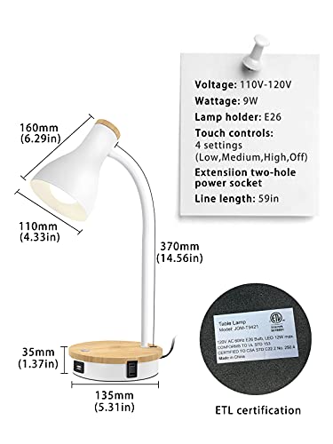 LALISU Metal Desk Lamp Wireless Charging Table Lamp Touch Reading Lights - color: White