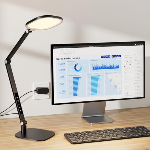 LitONES Desk Lamp for Home Office, Tall Computer Ring Light with CRI 97.8 - color: Black - 1 Pack