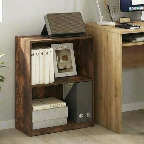 Furinno Gruen Book Shelf, 2-Tier Small Bookshelf, Bookcase with Open Shelf, 9.3 x 21.8 x 27, for Organization and Storage, for Living Room, Bedroom, Home Office, Amber Pine - color: Amber Pine, size: 2-Tier, 22" Wide
