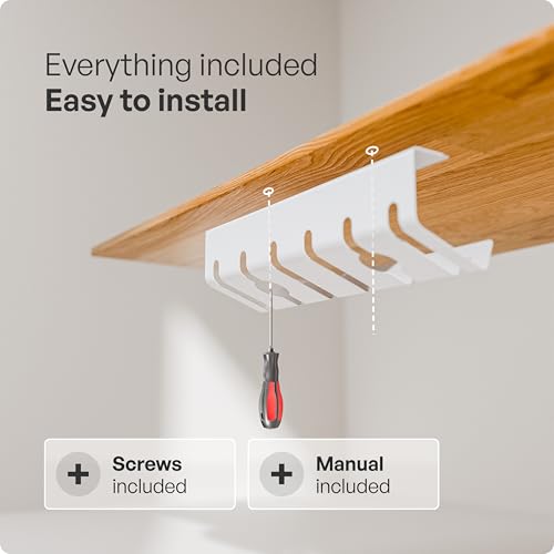 PAMO Cable Management Under Desk, Set of 3 - White - color: White, size: Set of 3