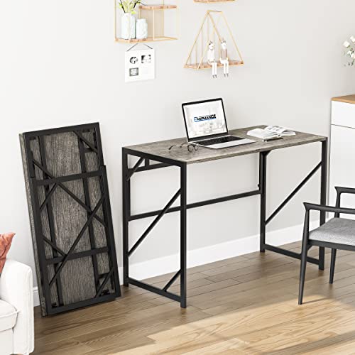 Elephance Folding Desk Writing Computer Desk for Home Office No-Assembly - color: Black Oak, size: 39.4 Inch