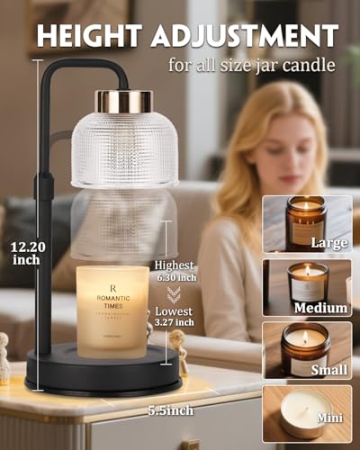 Candle Warmer Lamp with Timer & Dimmable Brightness, House Warming Gifts New Home, Christmas Birthday Gifts for Women, Birthday Gifts for Women Mom, Flameless Wax Melt Warmer for Jar Candles - color: Black+golden