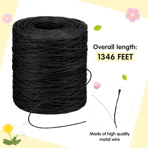 Syhood 1345 Feet Floral Vine Bind Wire Rustic Craft Wire, Black - color: Black, size: 1345 Feet