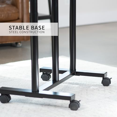 VIVO Mobile Height Adjustable Table, Stand Up Desk Cart with Sliding Keyboard Tray, Computer Workstation, Rolling Presentation Cart, Black, CART-V06A