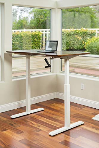 Height Adjustable Ergonomic Workstation Crank Desk Frame, Tabletop Not Included, 48.56 Inch Max, White - color: White
