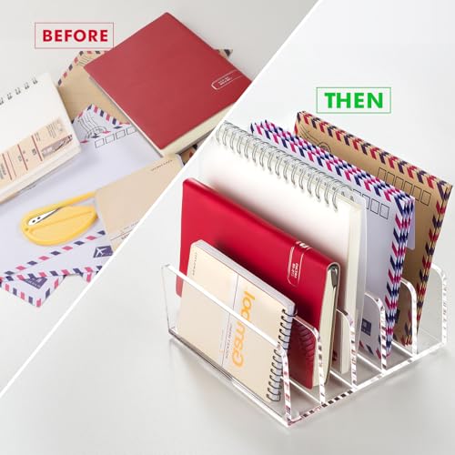 BEYGORM Acrylic Mail Holder, 5 Compartments Multifunction Desk Organizer - size: Medium-2pack