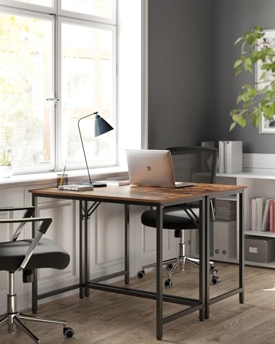 VASAGLE Computer Desk, Office Work Desk, 39.4 x 19.7 x 29.9 Inches, for Study, Bedroom, Home Office, Living Room, Rustic Brown and Ink Black ULWD41X | Gaming Desk, Home Office Desk, Modern Basic Style, Steel Frame, Rustic Brown and Matte Black, BARNET Col