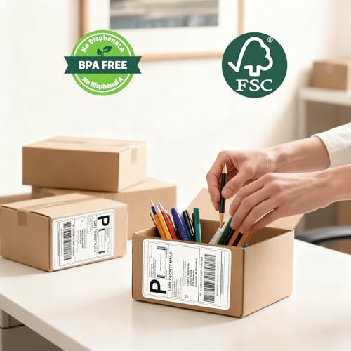 HUOJI 1000 4x6 Thermal Labels 500/Stack, Commercial Grade | Shipping Thermal Labels 4x6 Fanfold, Clear Printing, Compatible with Rollo, Zebra, MUNBYN Printers - size: 2 Stacks | 1000 Labels