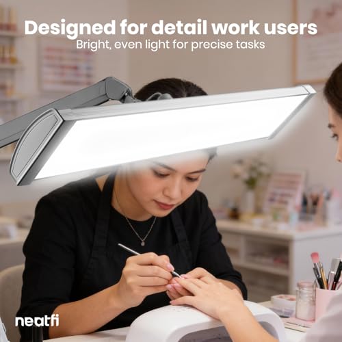 Neatfi Ultra 3,500 Lumens LED Desk Lamp w/Clamp, 26-Inch, Non-CCT (Silver) - color: Silver, size: 26-Inch Wide Shade