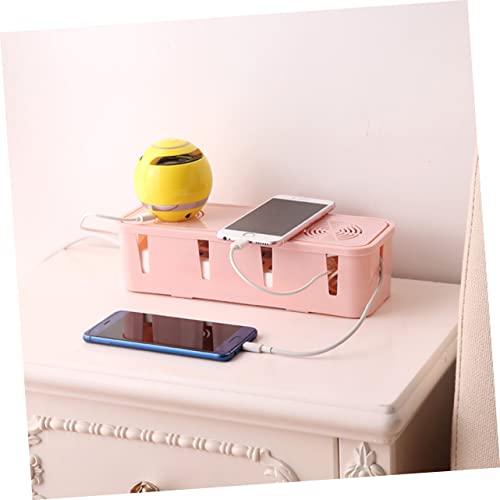 Angoily Cable Management Strip Box for Computer Power Cord Appliance Cord Organizer - color: Pink