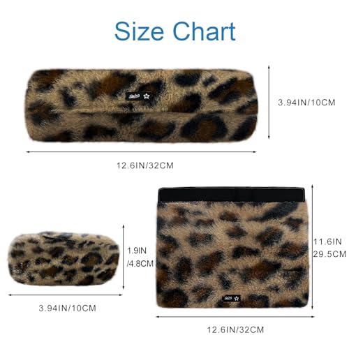 SPRING SEAON Wheelchair Armrest Pads Covers Fuzzy Desk Chair Arm Pads Soft - color: Khaki Leopard