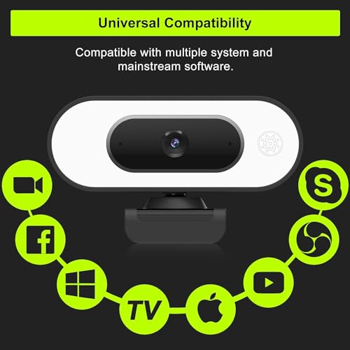 ToLuLu 1080P Full HD Webcam with Ring Light Microphone Streaming Web Camera - style: Webcam with Light & Cover & Tripod