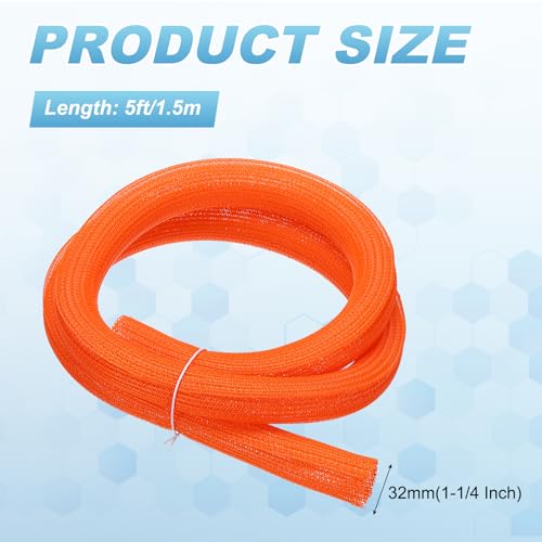 MECCANIXITY Split Sleeve Wire Loom Braided Sleeve 1-1/4" 5Ft Orange - color: Orange, size: 1-1/4" x 5Ft