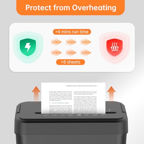 Locksworth 8-Sheet Paper Shredder, 4.23 Gallon Cross Cut Shredder for Home Office, P-4 High Security Shredders for Credit Card Staple Clip, Portable Handle Design - size: 8-sheet