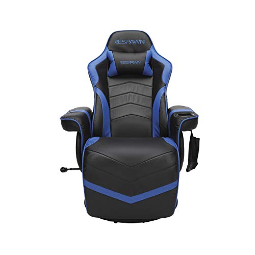 Respawn 900 Gaming Recliner Chair with Footrest, Cup Holder and Swivel | Ergonomic gaming recliner with footrest, cup holder, lumbar support, 135° recline & 360° swivel for console gaming - color: Blue