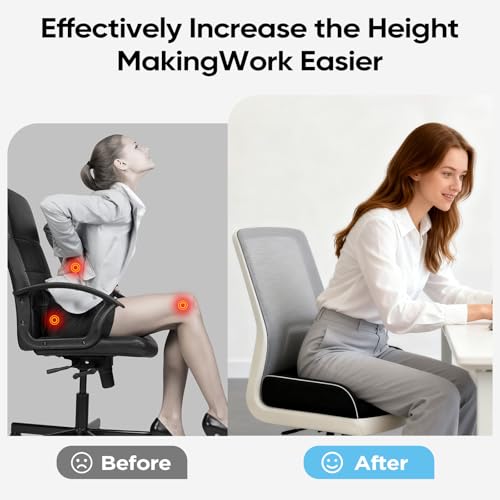 Thick Chair Cushions, Office Booster Seat Cushion to Tailbone Pain Relief - color: Black, size: 18"x16"x6"
