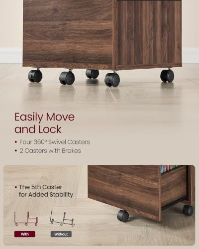VASAGLE 2-Drawer File Cabinet, Small Rolling Filing Cabinet - color: Natural Walnut, style: Classic