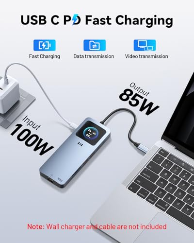Selore USB C Docking Station Dual HDMI, USB C to Dual HDMI Adapter - color: Space Grey