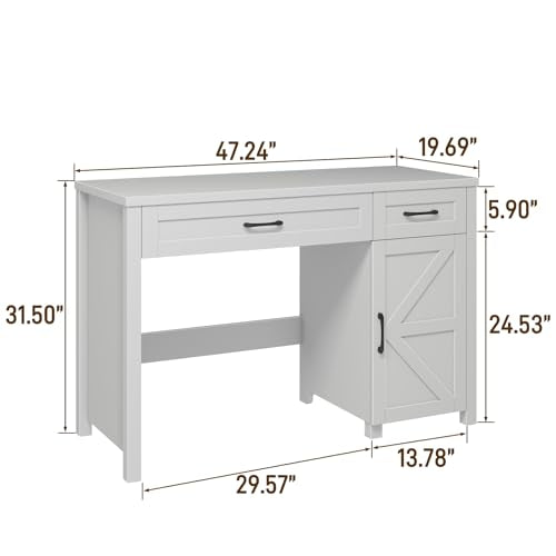 Vabches Farmhouse 47" Executive Desk with Drawers, Cream White - color: Cream White, size: 47"W