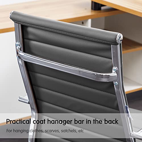 Office Desk Chair,Modern Leather Conference Room Chairs,High Back Ergonomic Home ofiice Chair,Adjustable Height Swivel Executive Computer Chair with Armrest and Padded Seat,Grey - color: Grey
