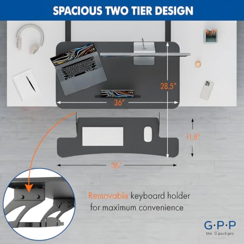 36 Inch Standing Desk Converter, Adjustable Height - size: 36"