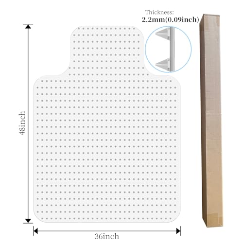 36"x48"with Lip Office Chair Mat for Carpet, Desk Chair Mat for Low Pile - size: 36" x 48" with lip