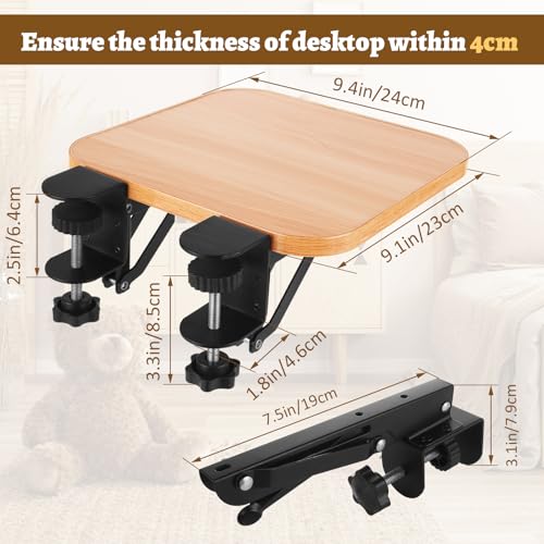 DAJAVE Ergonomics Desk Extender Tray, 9.4x9.1Inch Clamp On Desk Shelf, Foldable Table Extender for Desk, Table Desk Arm Rest, Keyboard Drawer Tray for Office and Home, Workstation Organizer