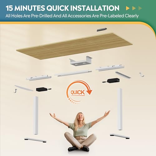 DEVAISE 71 Inch Standing Desk with Split Top, Computer Desk, Maple - color: Maple, size: 71 Inch