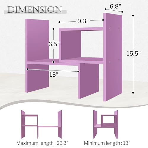 Jerry & Maggie Desktop Organizer Office Storage Rack Adjustable Wood Display Shelf Birthday Gifts Toy Home Decor Free Style Rotation Display True Natural Stand Shelf (Violet) - color: Violet