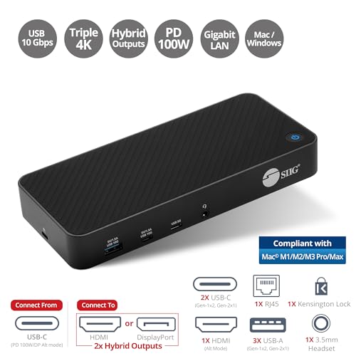 SIIG DisplayLink USB-C Dock, Triple 4K60Hz, 100W PD, JU-DK0P11-S1 - style: Triple 4K Display