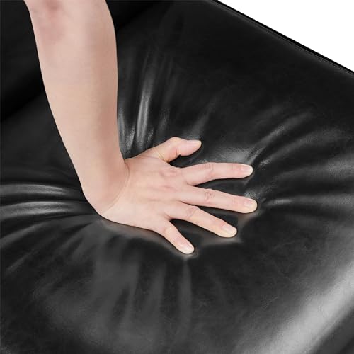 Yaheetech Accent Chairs Set of 2, Mid-Century Faux Leather Armchairs, Black - color: Black