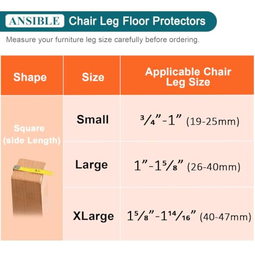 24Pcs Chair Leg Floor Protectors, Felt Furniture Caps for Hardwood Floors - color: Clear-24, size: Square-S
