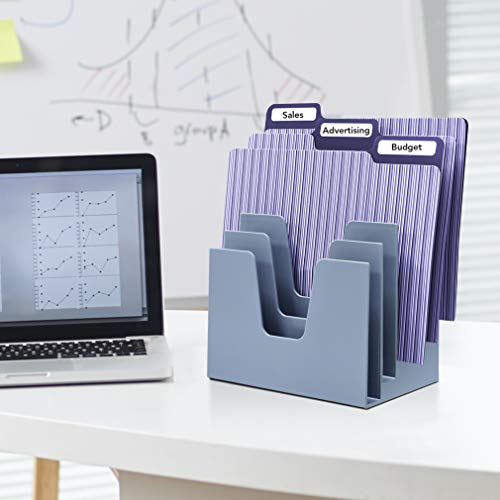 Acrimet 5 Section Incline File Sorter Organizer, Desktop Mail Holder, Blue - color: Grey