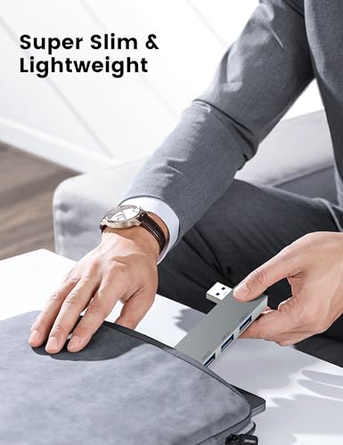 USB Hub, Fidioto 4-Port USB Hub(1 * 3.0 Hub, 3 * 2.0 Hub) USB Splitter for Laptop,Windows PC,Mac,Printer,Flash Drive,Mobile HDD, Notebook PC - color: 4in1-Right-Grey