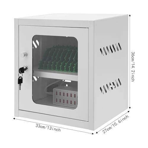 12Device Cell Phone Charging Cabinet Lockable Mobile Phone Charging Station - color: White, size: 12-Device