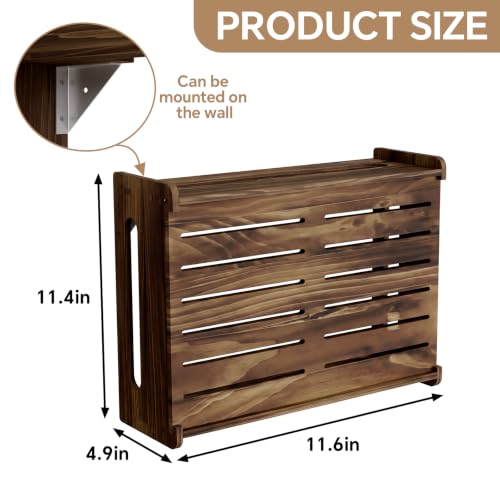 Wooden WiFi Router Storage Box Hider Shelf, Decorative Projector Box Hider Rack Countertop, for Cable, Modem, Internet, Router Power Cover Storage Organizer Cabinet Wall Mounted, Brown - color: Brown, size: Small