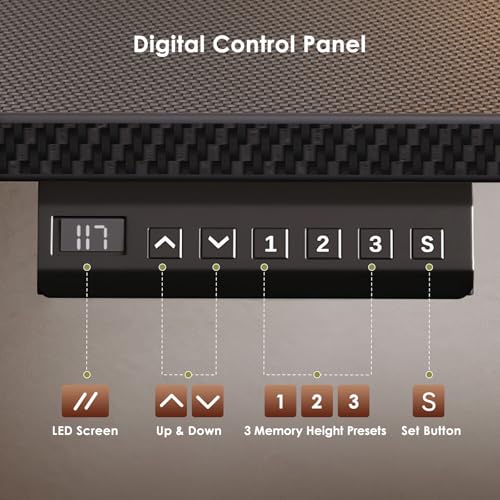 OffiGo 55" Reversible L Shaped Electric Standing Desk, Carbon Fiber Black - color: Carbon Fiber Black, size: 55 Inch