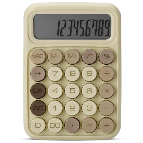 Mr. Pen- Mechanical Switch Calculator, 12 Digit Large LCD Display | Khaki Cream with Big Buttons, Mechanical Switch Calculator for Home, School, Office - color: Khaki Cream