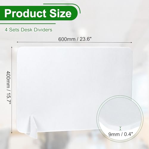 PATIKIL Desk Divider, 4 Set 24 x 16 Inch Acoustic Freestanding Desk Divider Desk Privacy Panel with 8 Pcs Support Feet for Library Office Workstation,White - color: White