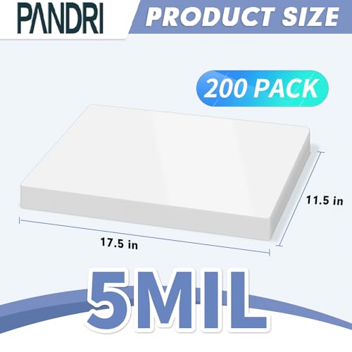PANDRI 200 Pack Clear Thermal Laminating Sheets, 11.5 x 17.5-Inch, 5 Mil - size: 200PACK, style: 5MIL
