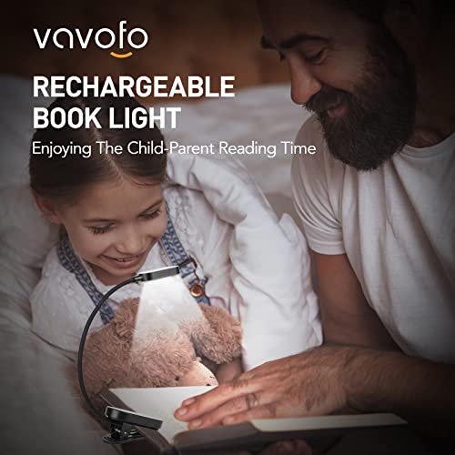 VAVOFO Rechargeable Book Light, 14 LEDs Eye Care Clip On Amber Reading Light for Bookworms Reading in Bed with 9 Colors 9 Brightness(Black) - color: Black