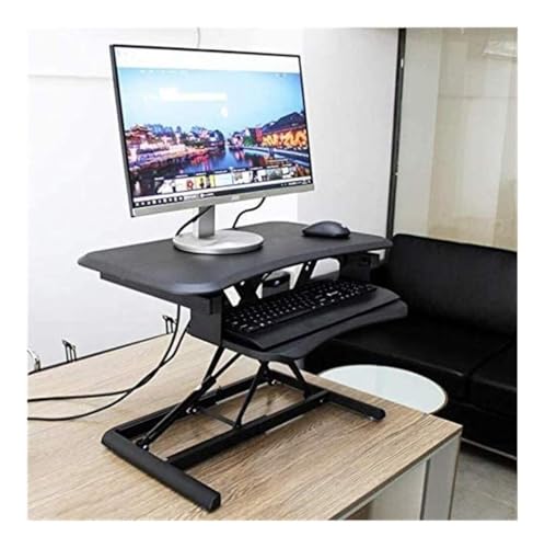 Lifting Desktop Computer Table,Standing Desk, Converter Board Display Workstation Office Stand Demo Laptop Lifter Easy to Sit Or to Reduce(Black) - color: Black