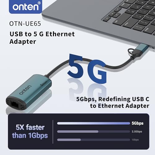 USB-C to Ethernet Adapter - 5Gbps High-Speed,USB-A to RJ45 5000Mbps Ethernet LAN Network Adapter Thunderbolt 4/3 Compatible, for iPhone 15 Pro/Max, MacBook Pro/Air 2023, iPad Pro,iMac and More(5G