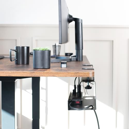 VIVO No Drill Clamp-on 17 inch Power Strip Cable Management Tray, Under Standing Desk Steel Cord Organizer, Black, DESK-CM6L-B - size: 17" (Pack of 1)