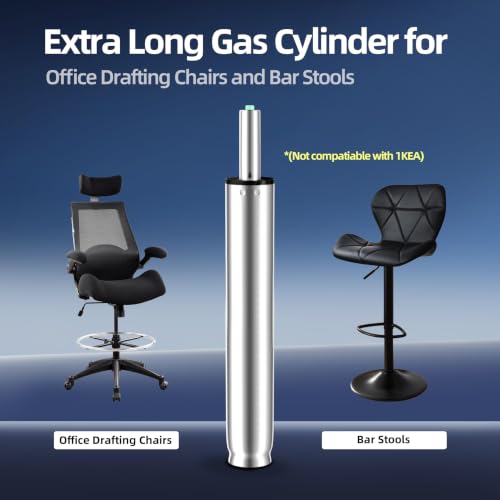 14 Inches-22 Inches Extra Long Gas Lift Cylinder Replacement, 8'' Stroke, Tall Hydraulic Pneumatic Shock Piston, Heavy Duty, Universal Fit for Drafting Chairs Bar Stools, Class 4 (Polished Steel) - color: Polished Steel, size: 8'' Travel Length